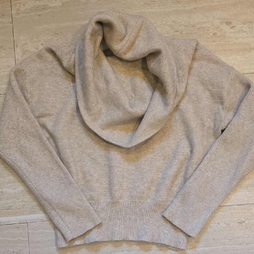 Poof Apparel Gorgeous Tan Cowl Neck Rayon Blend Sweater